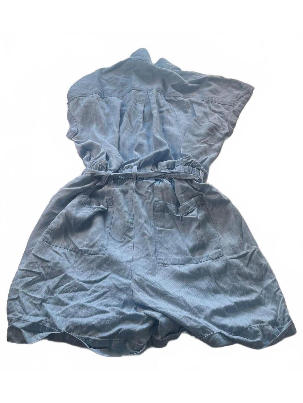 Wonderly Light Blue Button-Up Jean Romper with Belt - XL - Picture 4 of 8